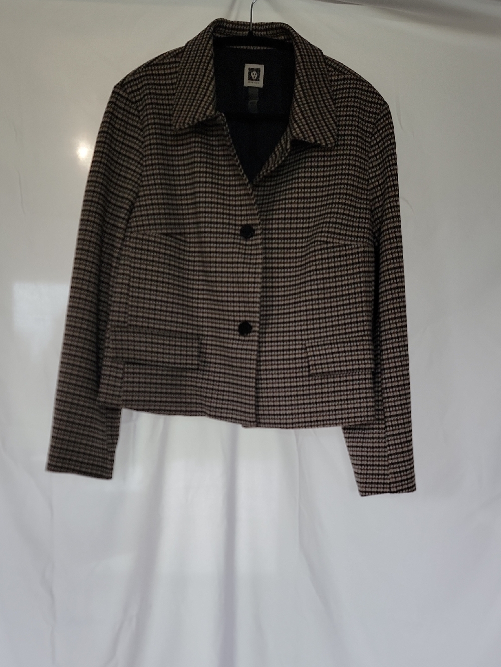 Anne Klein Brown and Black Houndstooth Blazer